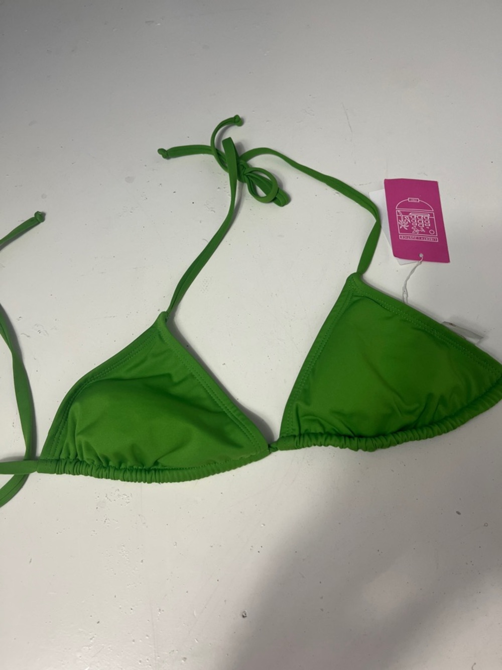 Liberty & Justice XS The Miata Green Triangle String Bikini Swimsuit Top